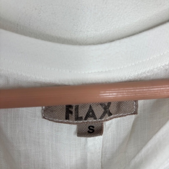 FLAX Jeanne Engelhart White Linen Top S Oversized Boxy Beach Boho Short Sleeve - Picture 4 of 8